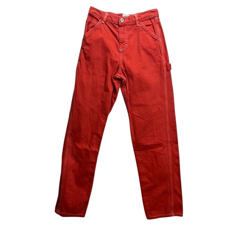 BDG Urban Outfitters Red Carpenter Pants Womens W25 High Rise Straight Leg Denim